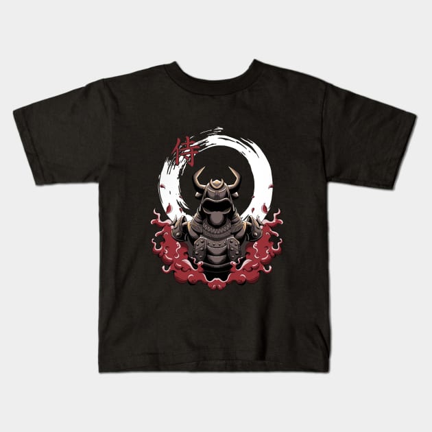 Samurai warrior Kids T-Shirt by MerchBeastStudio